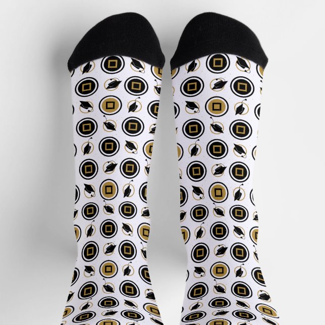 Black and Gold Graduation Cap Pattern Socks (Top)