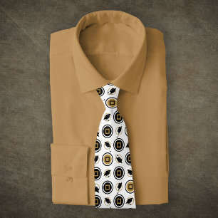 Black and Gold Graduation Cap Pattern Tie