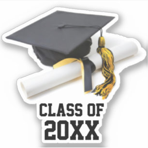 Black and Gold Graduation Cap & Tassel Class Of