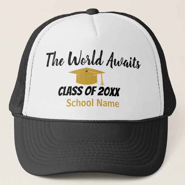  Black and Gold Graduation Class of 2026 Trucker Hat (Front)