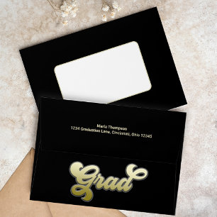 Black and Gold Graduation Custom Envelope
