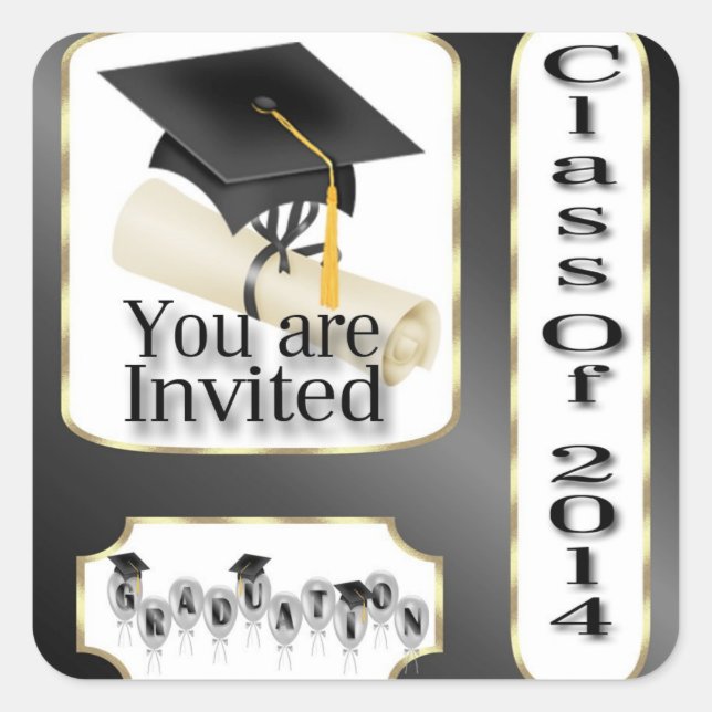 Black and Gold Graduation envelope seal (Front)