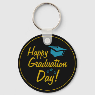 Black and Gold Graduation Gift for Grads Key Ring
