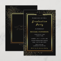Black and Gold Graduation Invitation Example