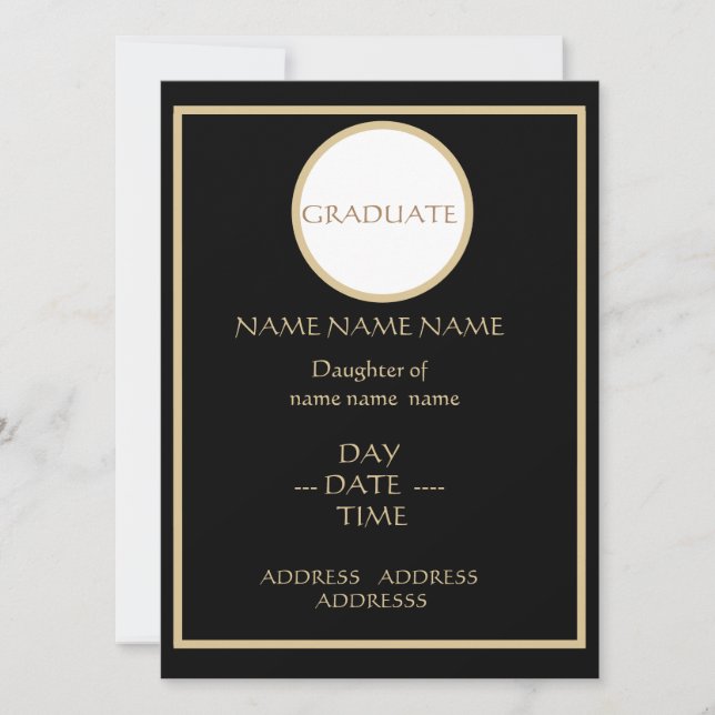 BLACK AND GOLD GRADUATION INVITE (Front)