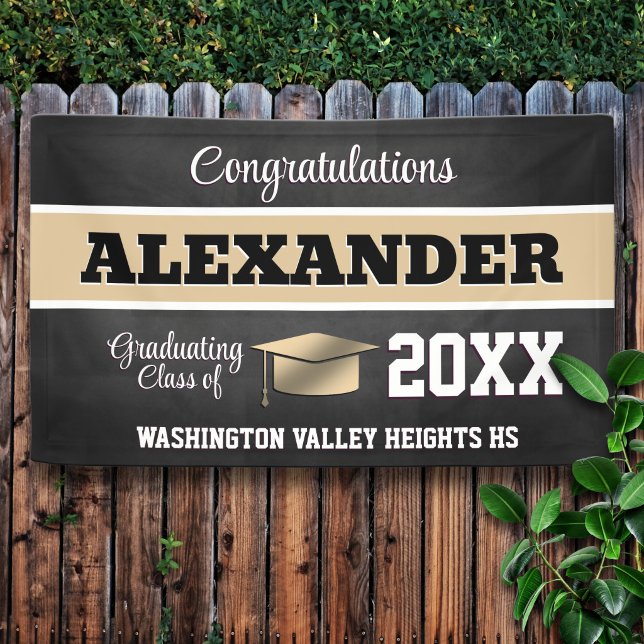 Black and Gold Graduation Party Banner (Creator Uploaded)