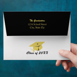 Black and Gold Graduation Party Envelope