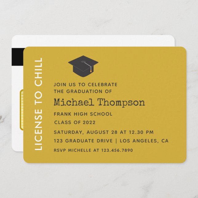 Black and Gold Graduation Party VIP Pass Invitation (Front/Back)
