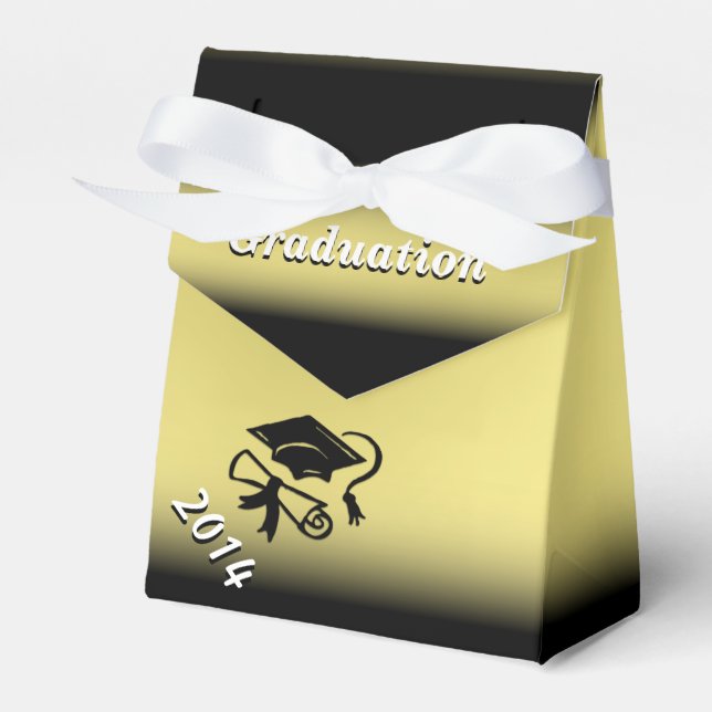 Black and Gold Graduation Personalised Favour Box (Front Side)