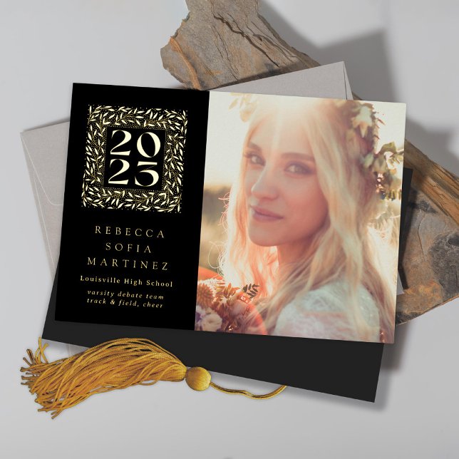 Black and Gold Graduation Photo Announcement (Creator Uploaded)