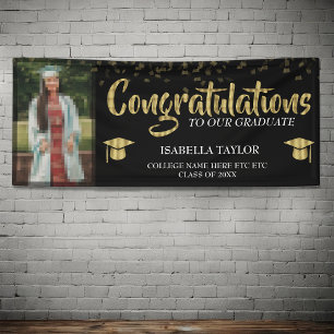 Black And Gold Graduation Photo Banner