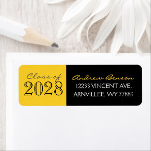 Black and Gold Graduation Return Address Labels