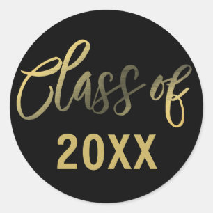 Black and Gold Graduation Year Classic Round Sticker