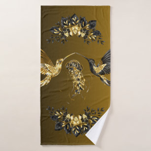 Black and Gold Graphic Art, Ethereal Unison Bath Towel Set