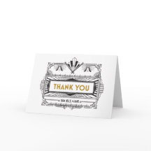 Black and Gold Great Gatsby Thank You Notes