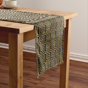 Black and Gold Greek Key Pattern  Short Table Runner