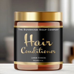 Black and Gold Hair Conditioner Jar Label