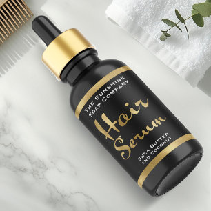 Black and Gold Hair Serum Bottle Label