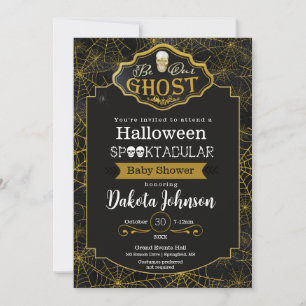 Black and Gold Halloween Baby Shower invitation