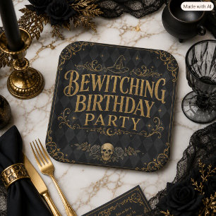 Black and Gold Halloween Gothic Party  Paper Plate