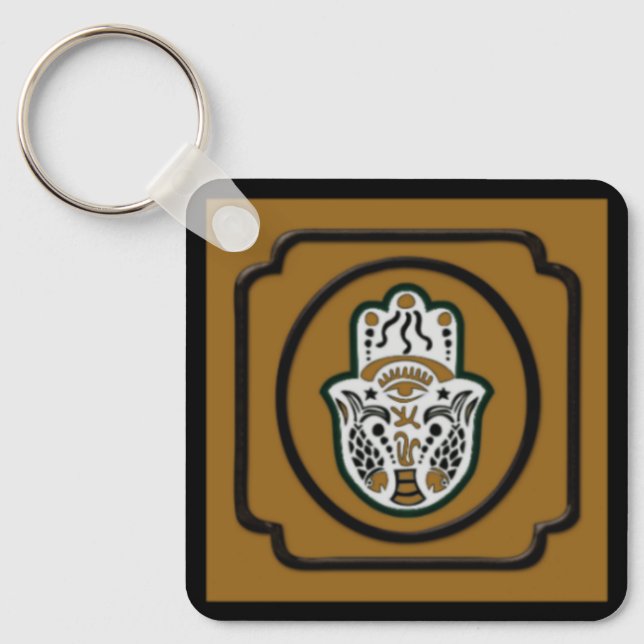 Black and Gold Hamsa Keychain (Front)