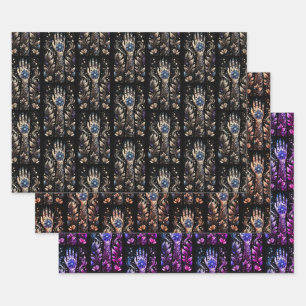 Black And Gold Hand Tattoo Wrapping Paper Sheet