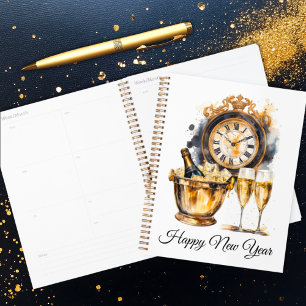 Black and Gold Happy New Year Planner
