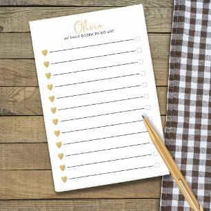 Black And Gold Heart Lined To Do Checkbox List Post-it Notes