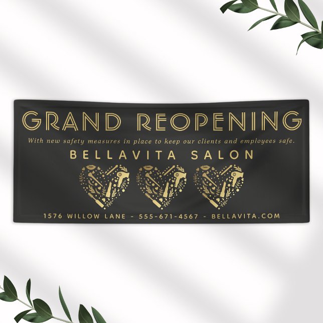 Black And Gold Heart Salon Business Banner (Creator Uploaded)
