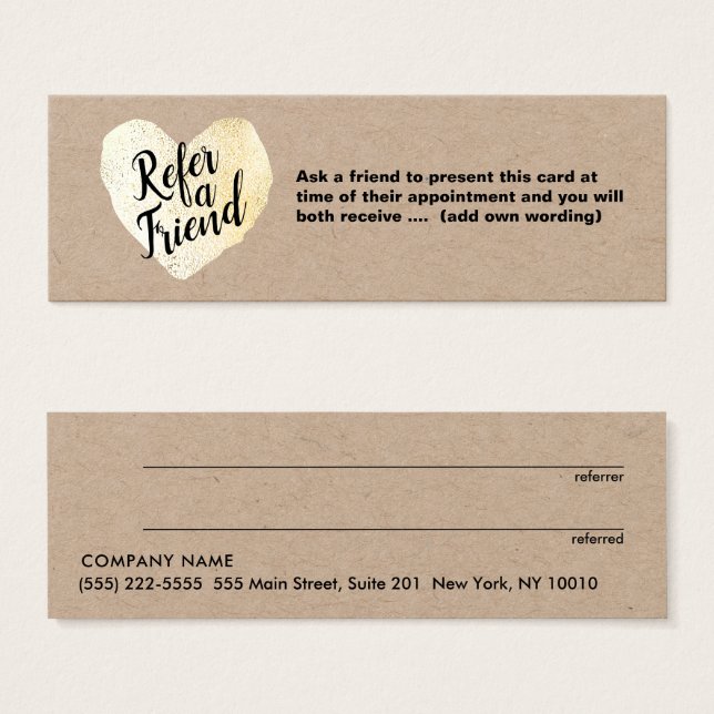 Black and Gold Heart Script Calligraphy Referral (Front & Back)