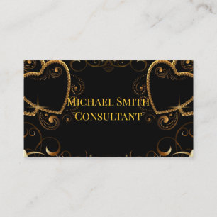 Black And Gold Hearts Business Cards
