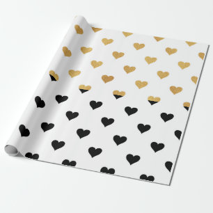 Black and Gold Hearts Wrapping Paper