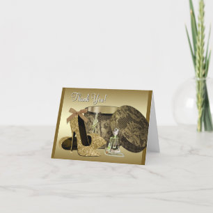 Black and Gold High Heel Shoe Thank You Card