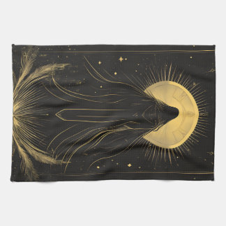 Black and Gold High Priestess Mystical Apron Tea Towel