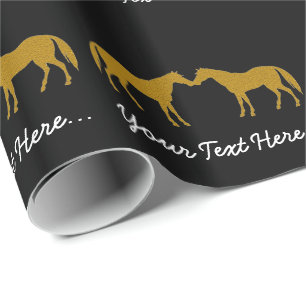 Black And Gold Horse Personalised Gift Wrap
