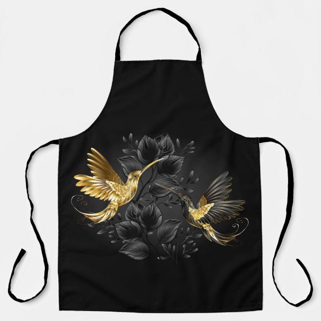 Black and Gold Hummingbird Apron (Front)