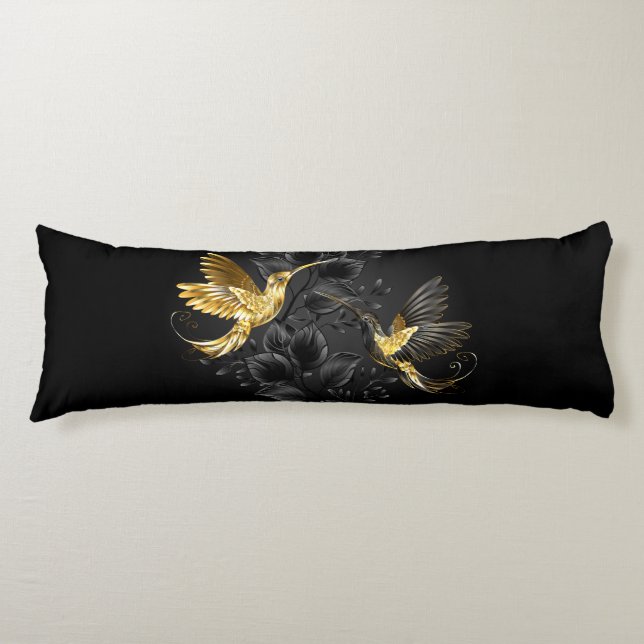Black and Gold Hummingbird Body Cushion (Front)