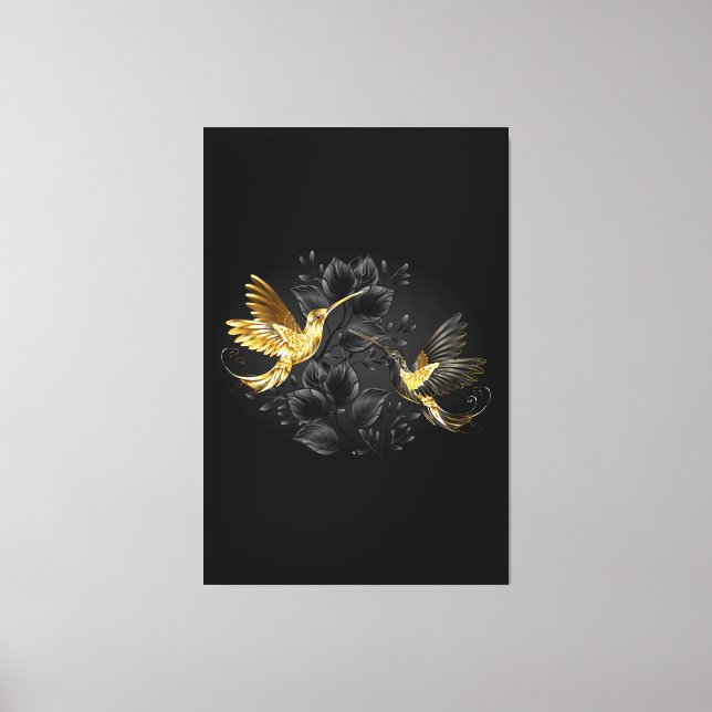 Black and Gold Hummingbird Canvas Print (Front)
