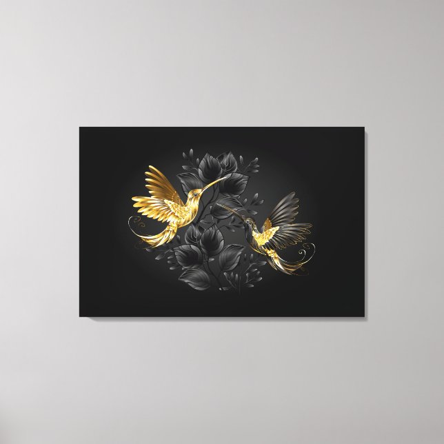 Black and Gold Hummingbird Canvas Print (Front)