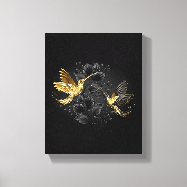 Black and Gold Hummingbird Canvas Print (Front)