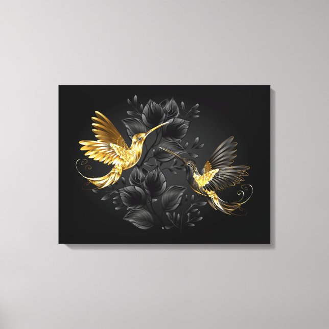 Black and Gold Hummingbird Canvas Print (Front)