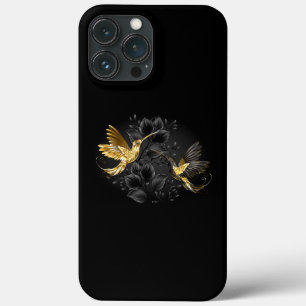 Black and Gold Hummingbird iPhone 13 Pro Max Case