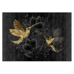Black and Gold Hummingbird Cutting Board