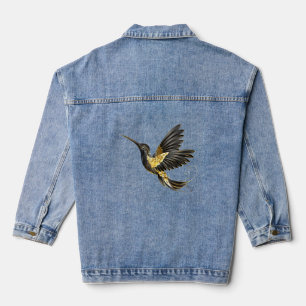 Black and Gold Hummingbird Denim Jacket
