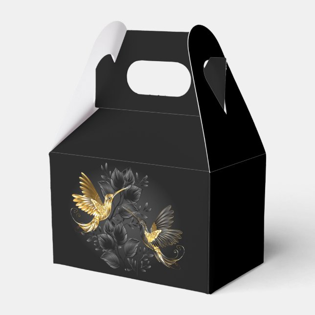 Black and Gold Hummingbird Favour Box (Front Side)