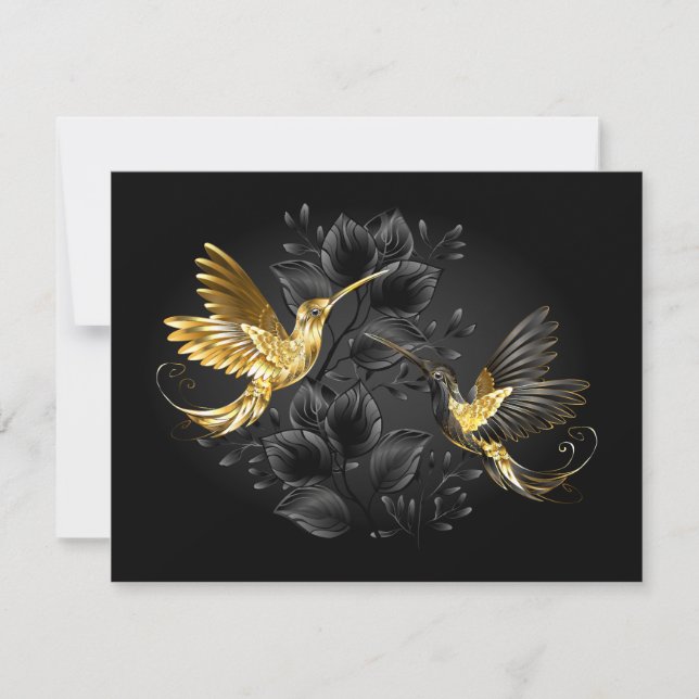 Black and Gold Hummingbird Holiday Card (Front)