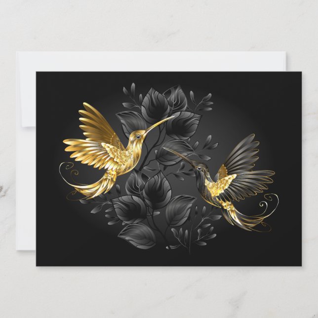 Black and Gold Hummingbird Holiday Card (Front)