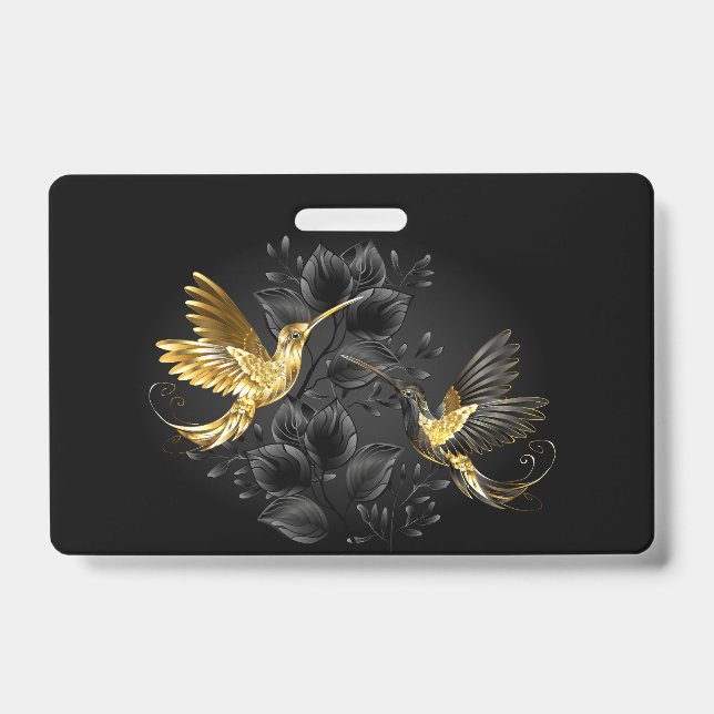 Black and Gold Hummingbird ID Badge (Front)