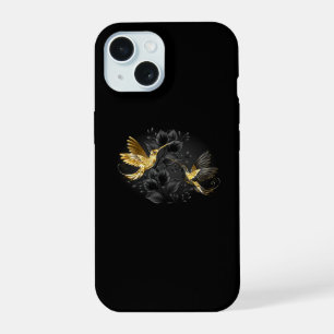 Black and Gold Hummingbird iPhone 15 Case