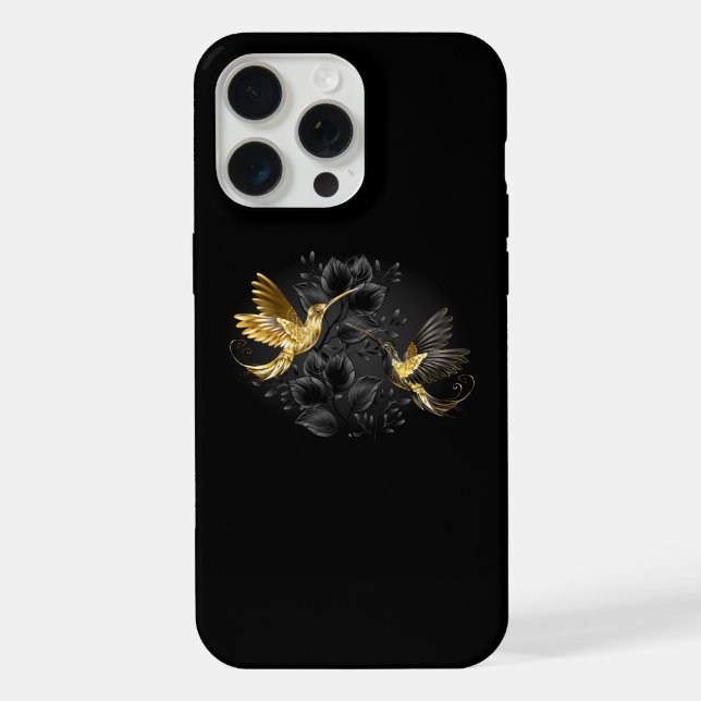 Black and Gold Hummingbird iPhone Case (Back)